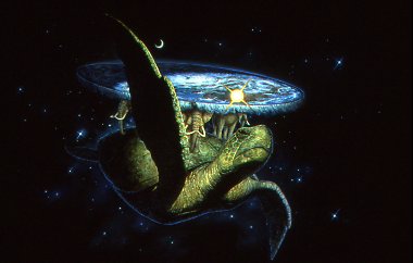 Portret A'Tuina sunącego przez kosmos, wizja Paula Kidbiego Great A'Tuin by Paul Kidby